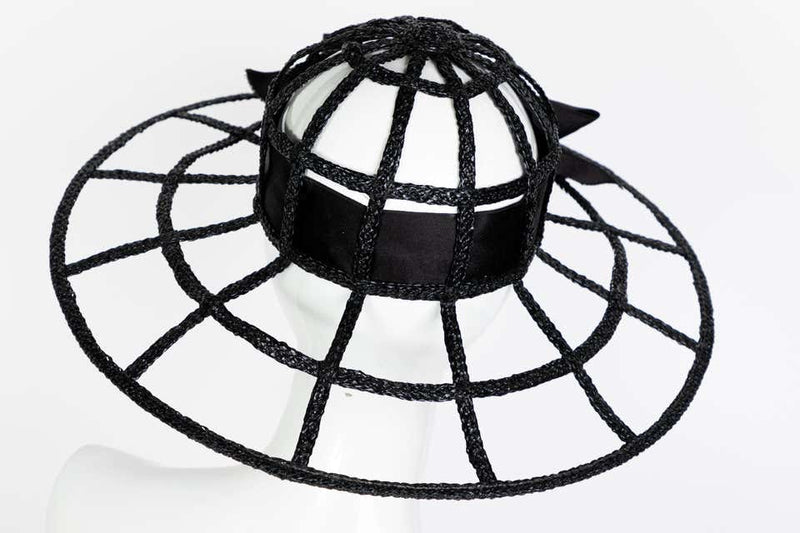 Chanel Collectors Black Silk Bow Hat Runway 1992