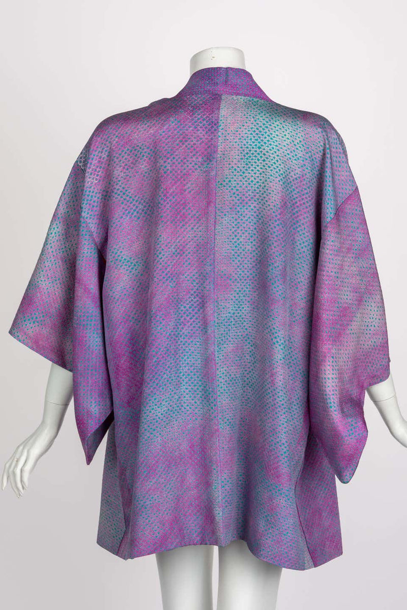 Purple Shibori Striped Silk Kimono Jacket 1970s