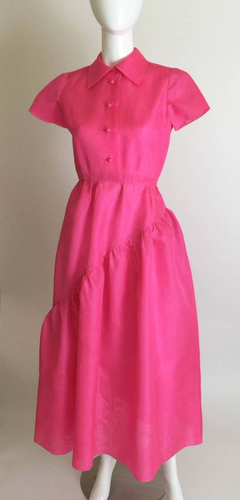 1970's Bill Blass Pink Silk Organza Dress