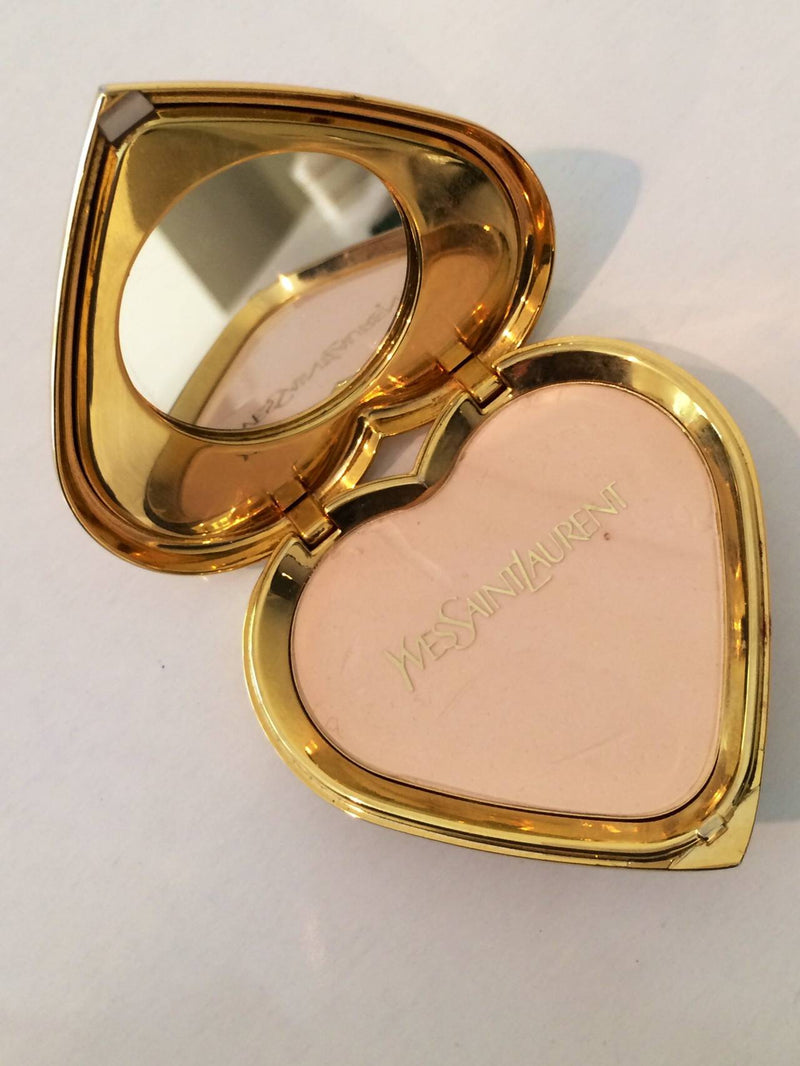 Yves Saint Laurent Vintage Gold Plated YSL Logo With Crystal 