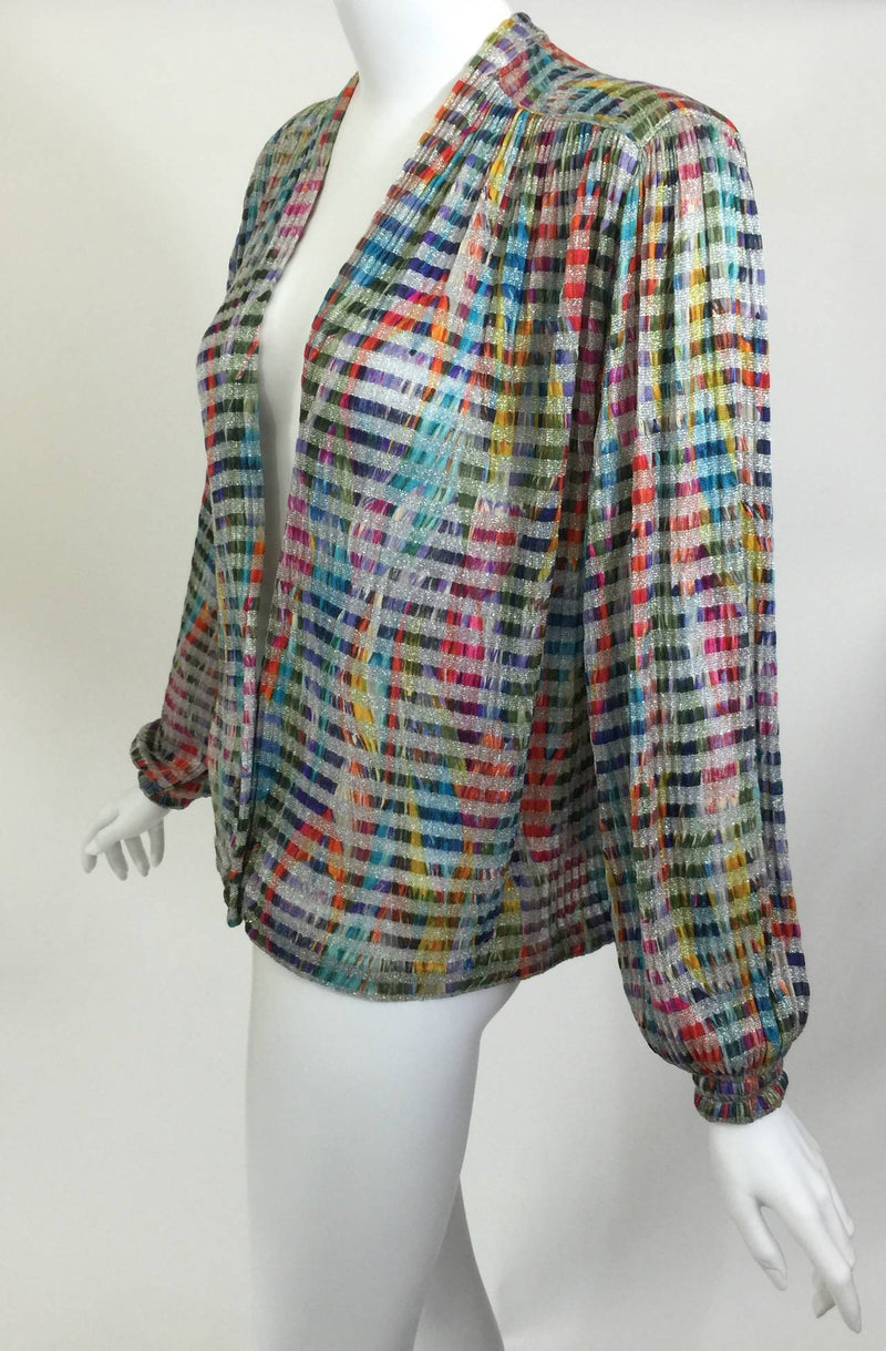 1970s Missoni Metallic Knit Cardigan Top