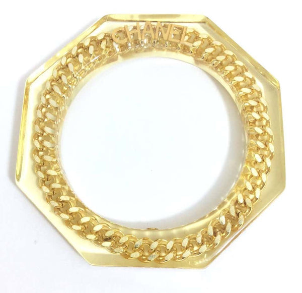 Vintage Chanel Lucite and Chain Link Bangle Bracelet 1997