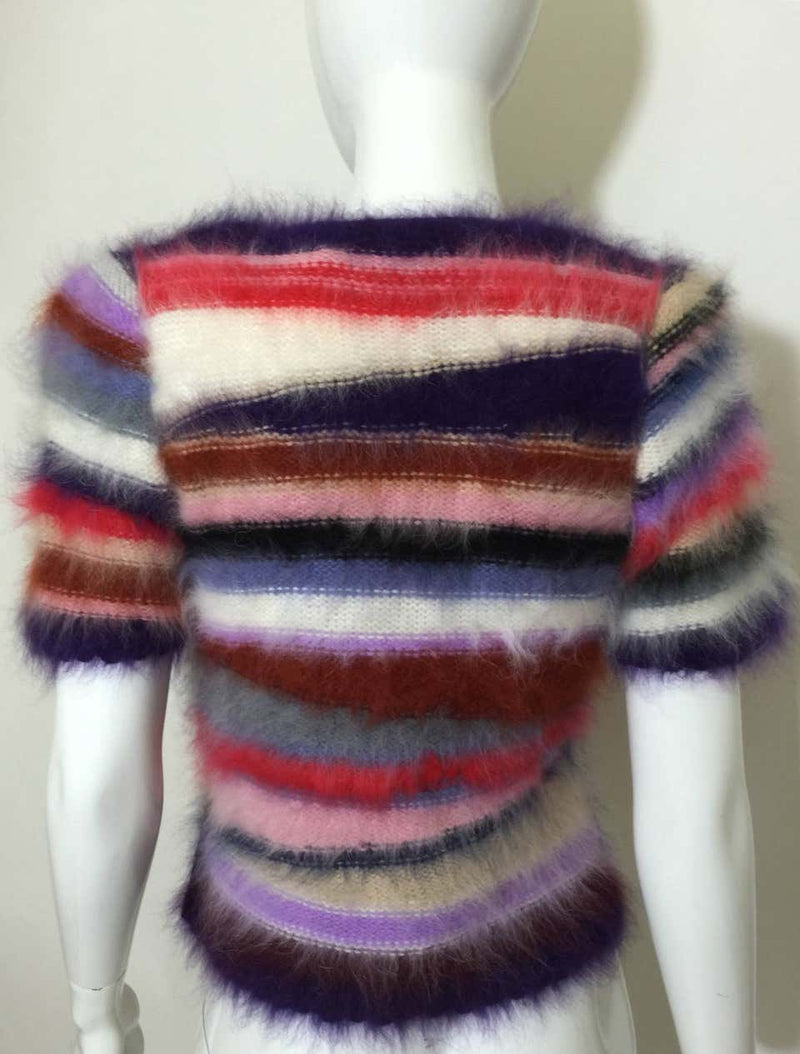 Vintage Rainbow Stripes Mohair / Fur Colorful Sweater & Top
