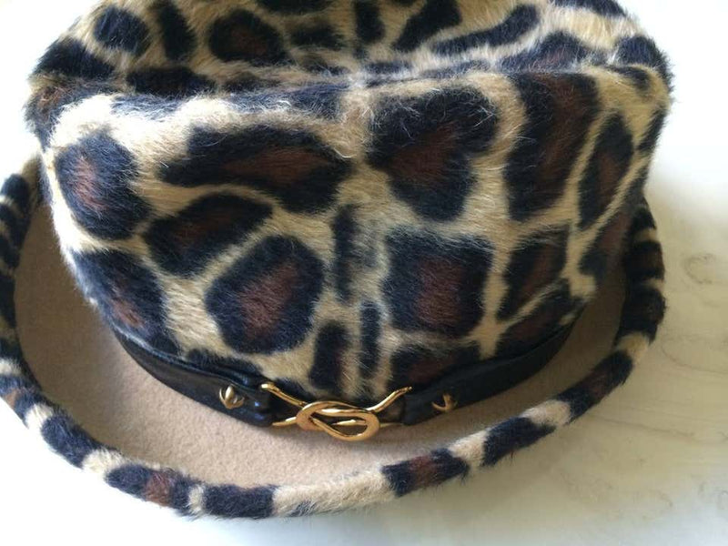 A Rare YSL Vintage Leopard Print Hat Yves Saint Laurent 1970s