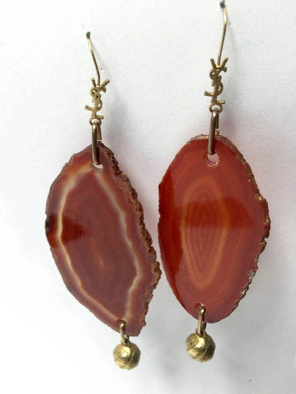 Yves Saint Laurent Arty Agate Orange / Brown Earrings