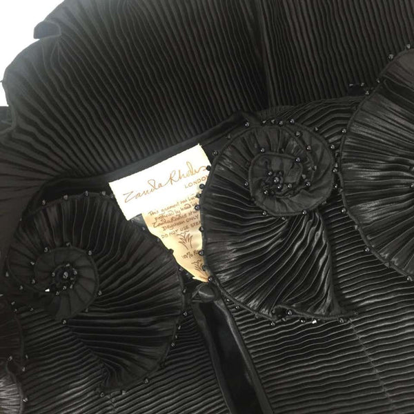 1970s Zandra Rhodes Black Pleated Sculpted Jacket