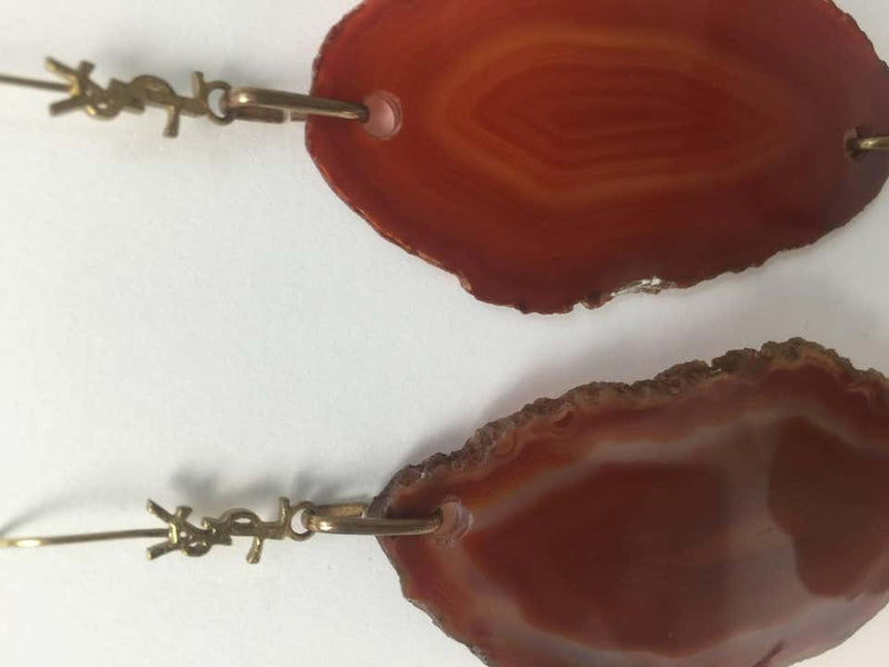 Yves Saint Laurent Arty Agate Orange / Brown Earrings