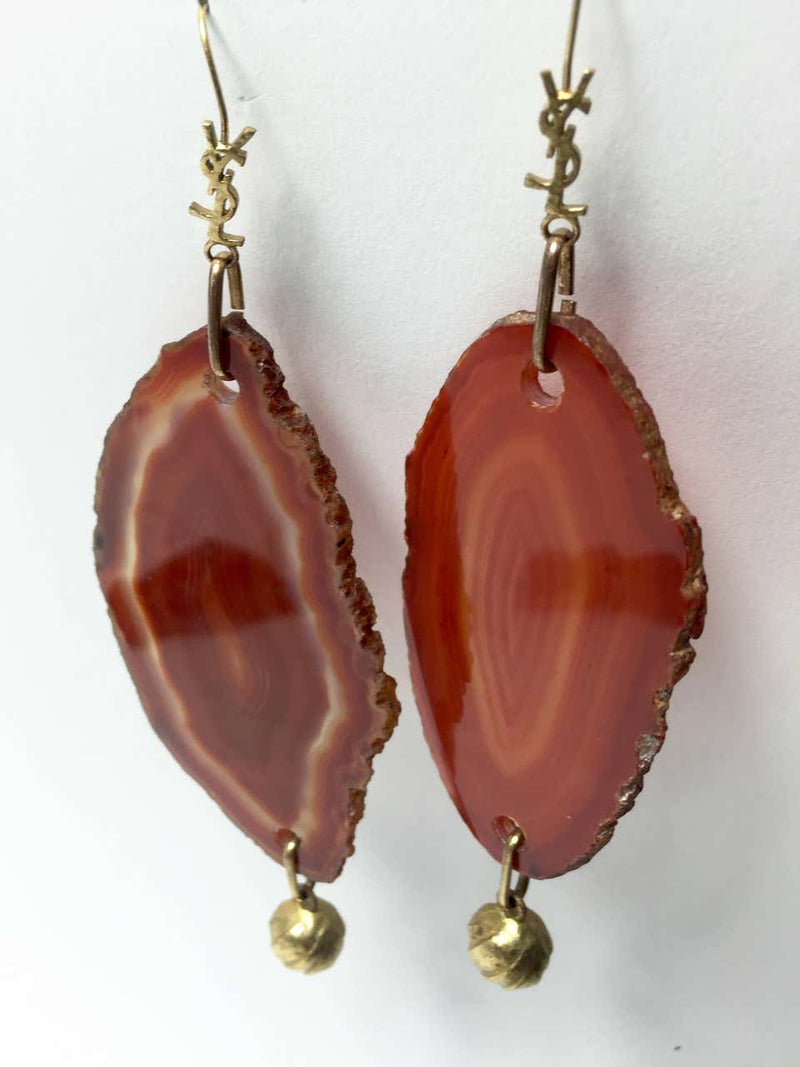 Yves Saint Laurent Arty Agate Orange / Brown Earrings