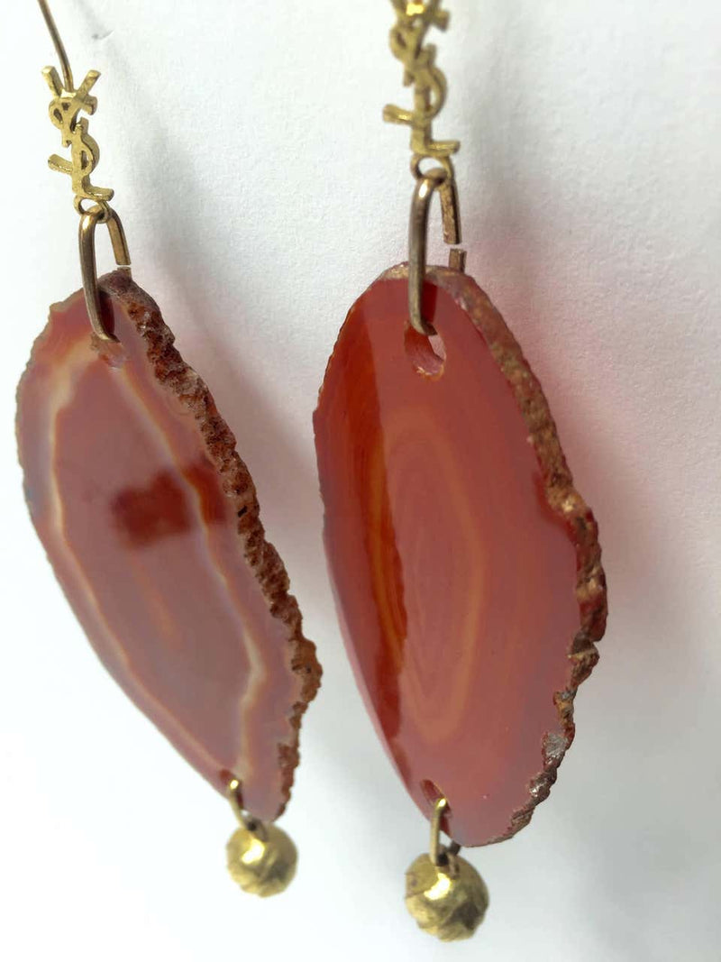 Yves Saint Laurent Arty Agate Orange / Brown Earrings