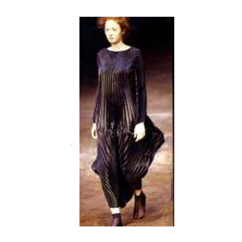 Collectors Issey Miyake Fall 1999 Documented Metallic Black Dress