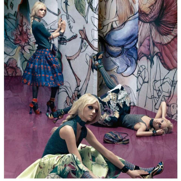 Prada Fairy Collection Red Blue Plaid Silk Skirt, 2008