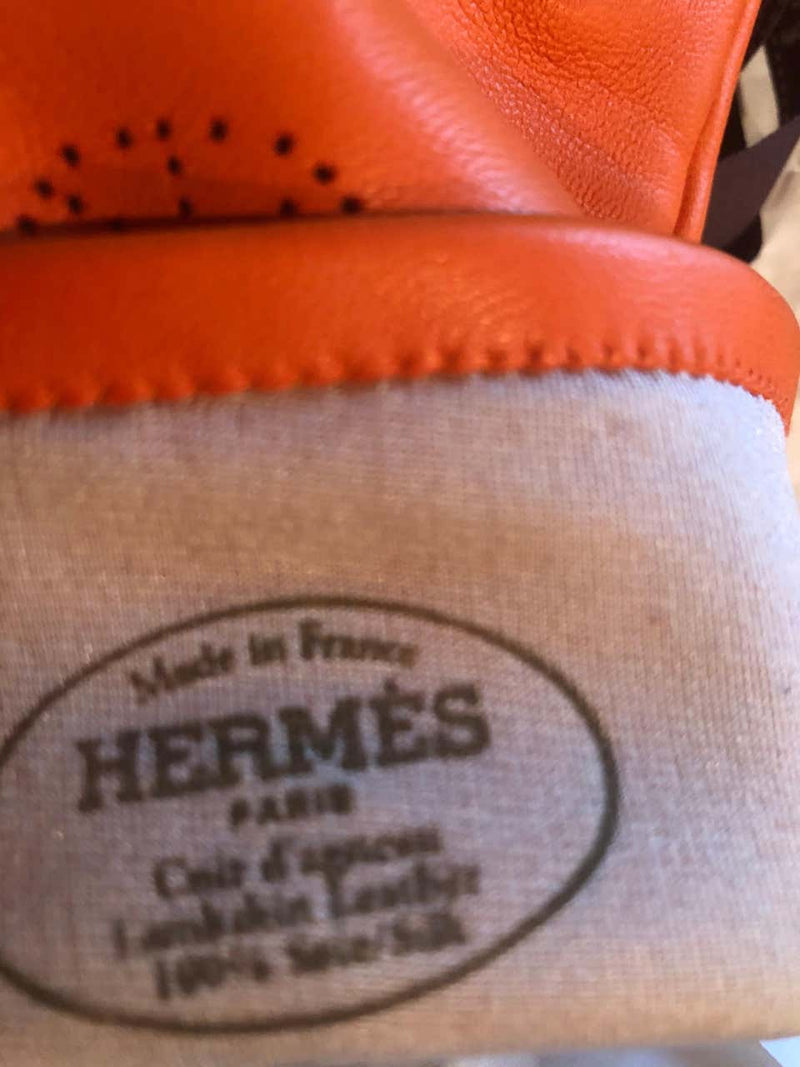 Hermès 175th Anniversary Femme Astuce Orange Gloves New in Box Size 7