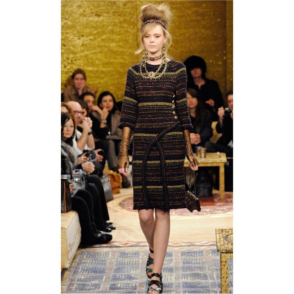 Chanel Paris Byzance Wool Cashmere Gold Gripoix Button Sweater Dress, 2011